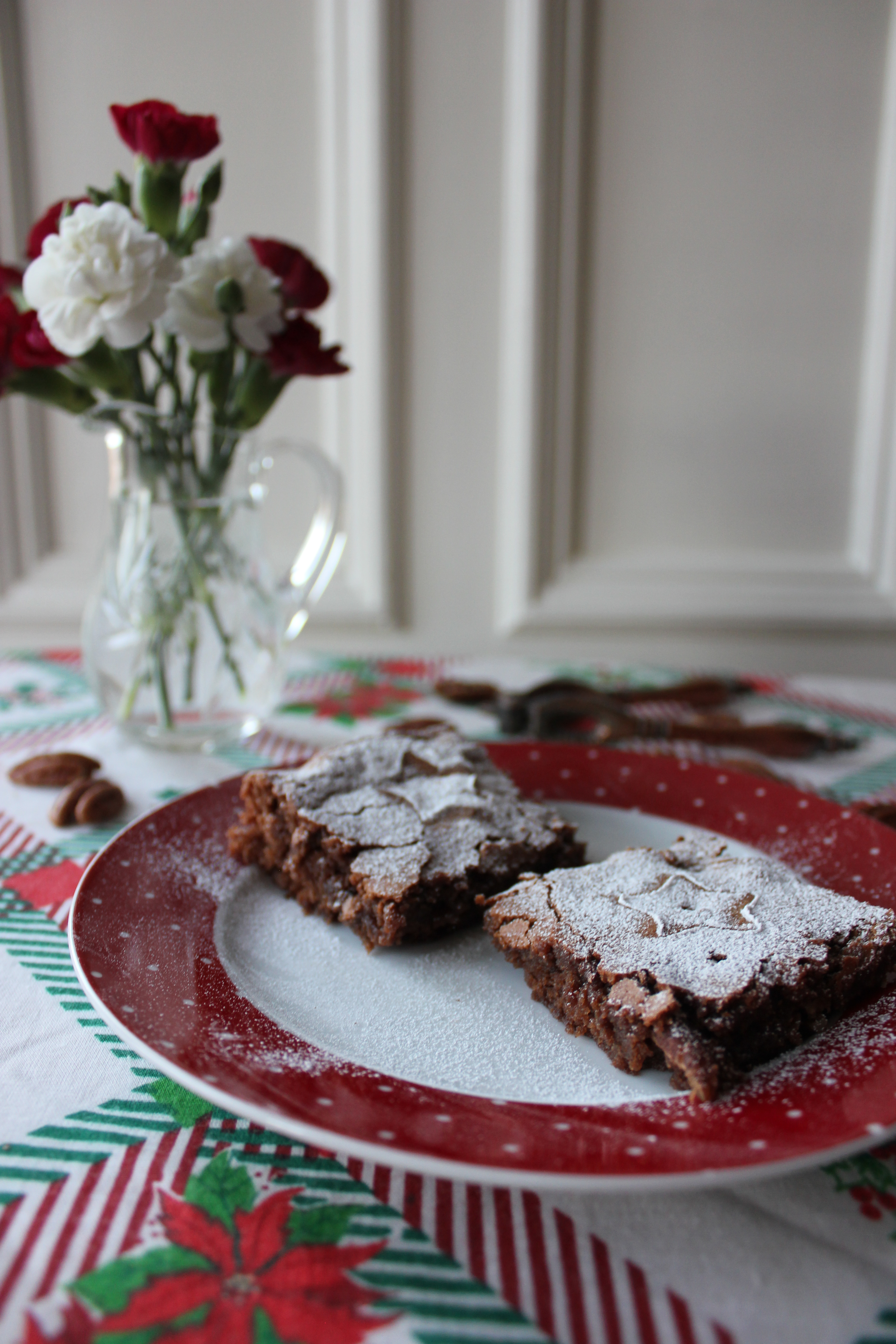 Christmas chocolate, pecan and cranberry brownies